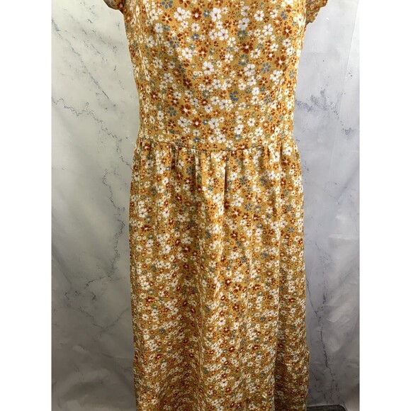 Reformation lucila Dress SZ 12 midi 100% Linen Cottagecore yellow smocked floral - Picture 11 of 16